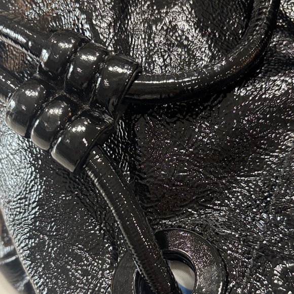 Coach Glossy Black Shoulder Bag HOBO drawstring with Gold Details.LEATHER. - Picture 14 of 14